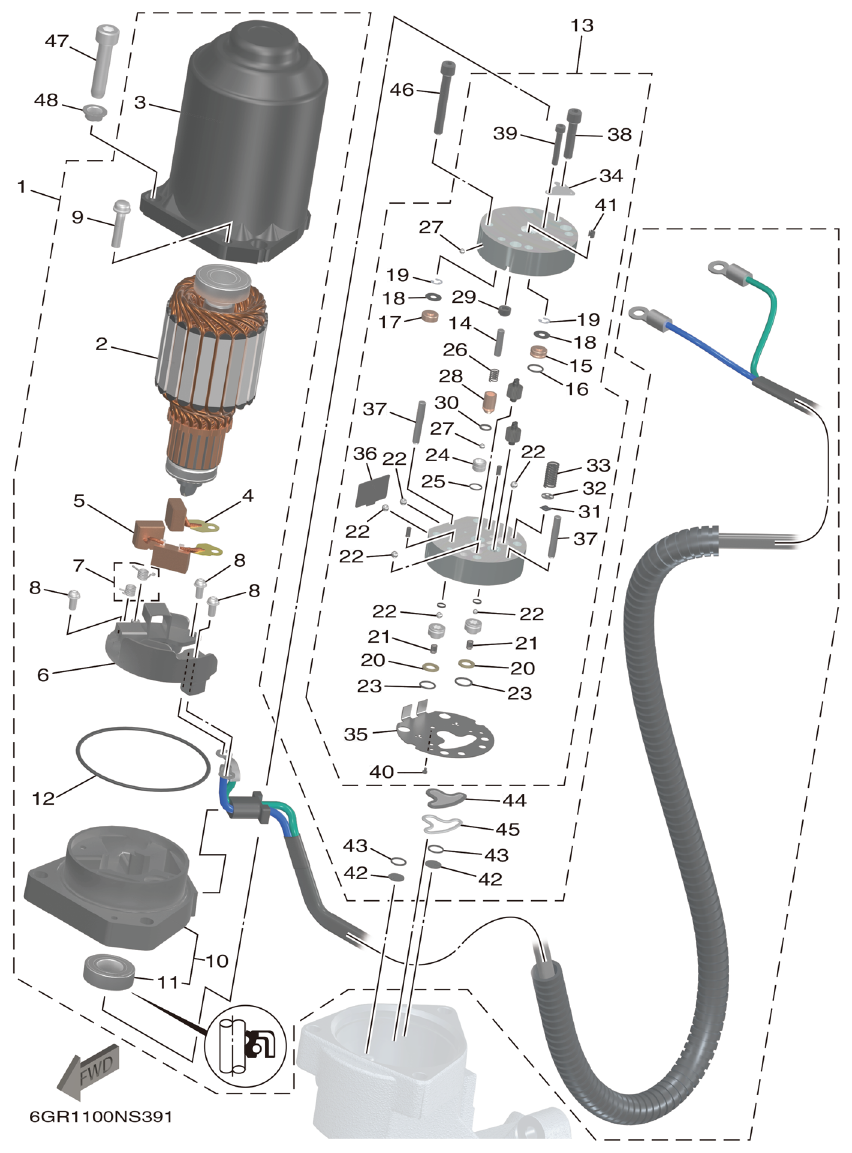 Yamaha XF425NSA2, XF425NSA7 POWER TRIM & TILT ASSY 2 parts diagram